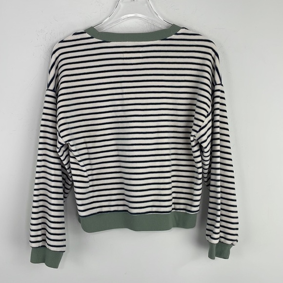 MADEWELL MWL Velour Crewneck Sweatshirt in Stripe Sz M - Picture 10 of 10